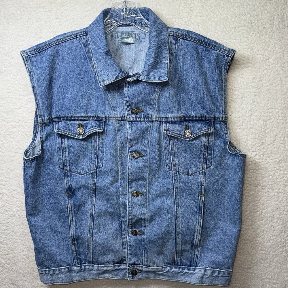 Vintage 80s Denim Trucker Vest Adult Size Medium Medium Wash Grunge Trucker